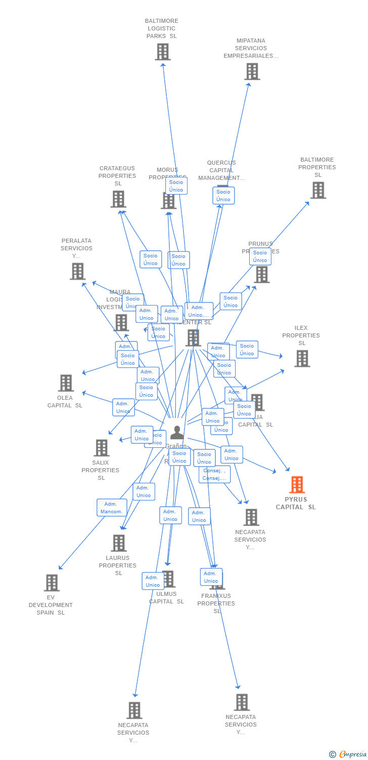 Vinculaciones societarias de PYRUS CAPITAL SL