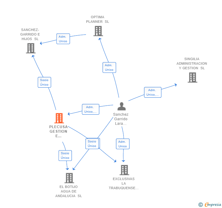 Vinculaciones societarias de PLECUSA GESTION E INMUEBLES SL