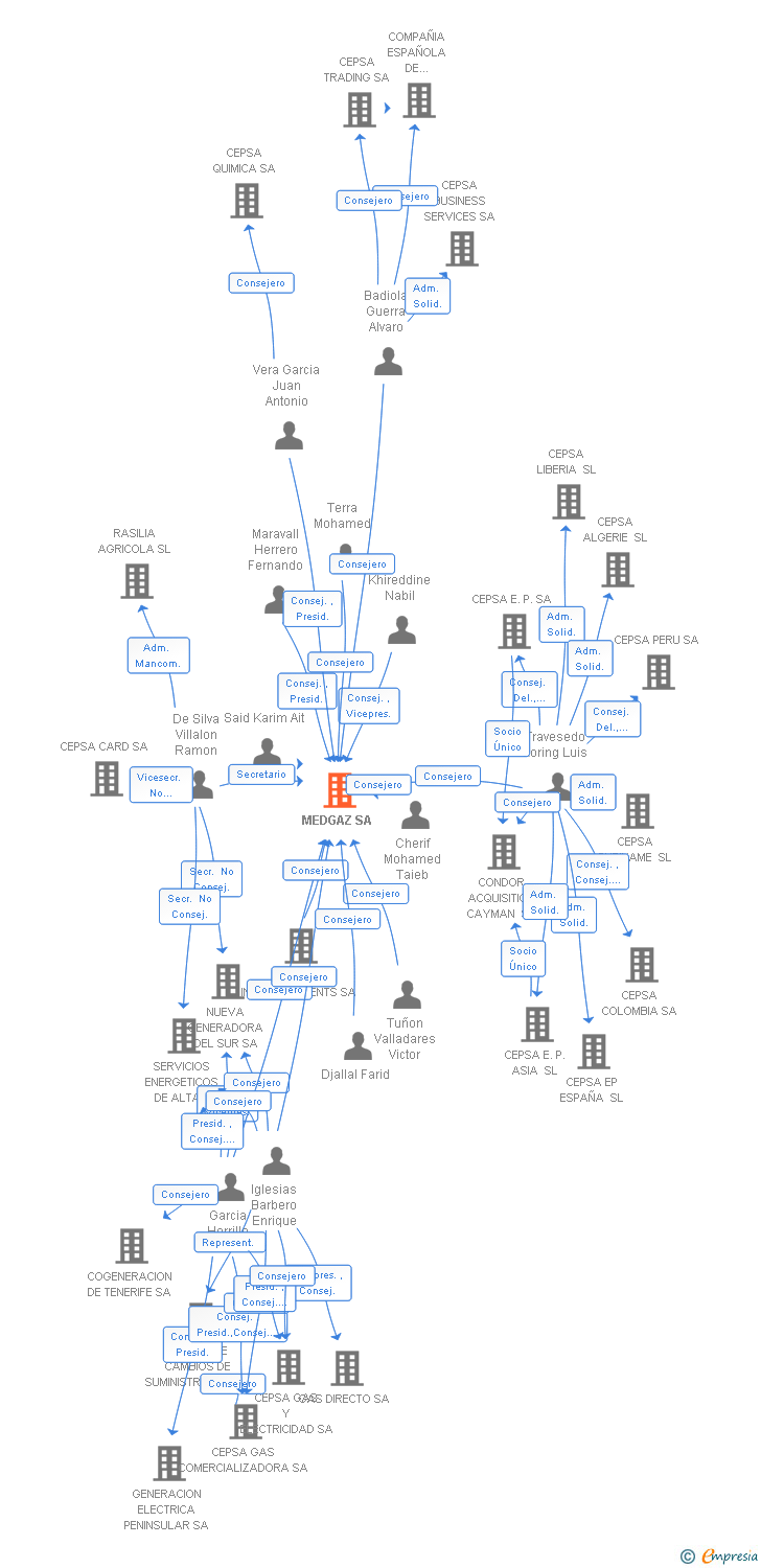 Vinculaciones societarias de MEDGAZ SA