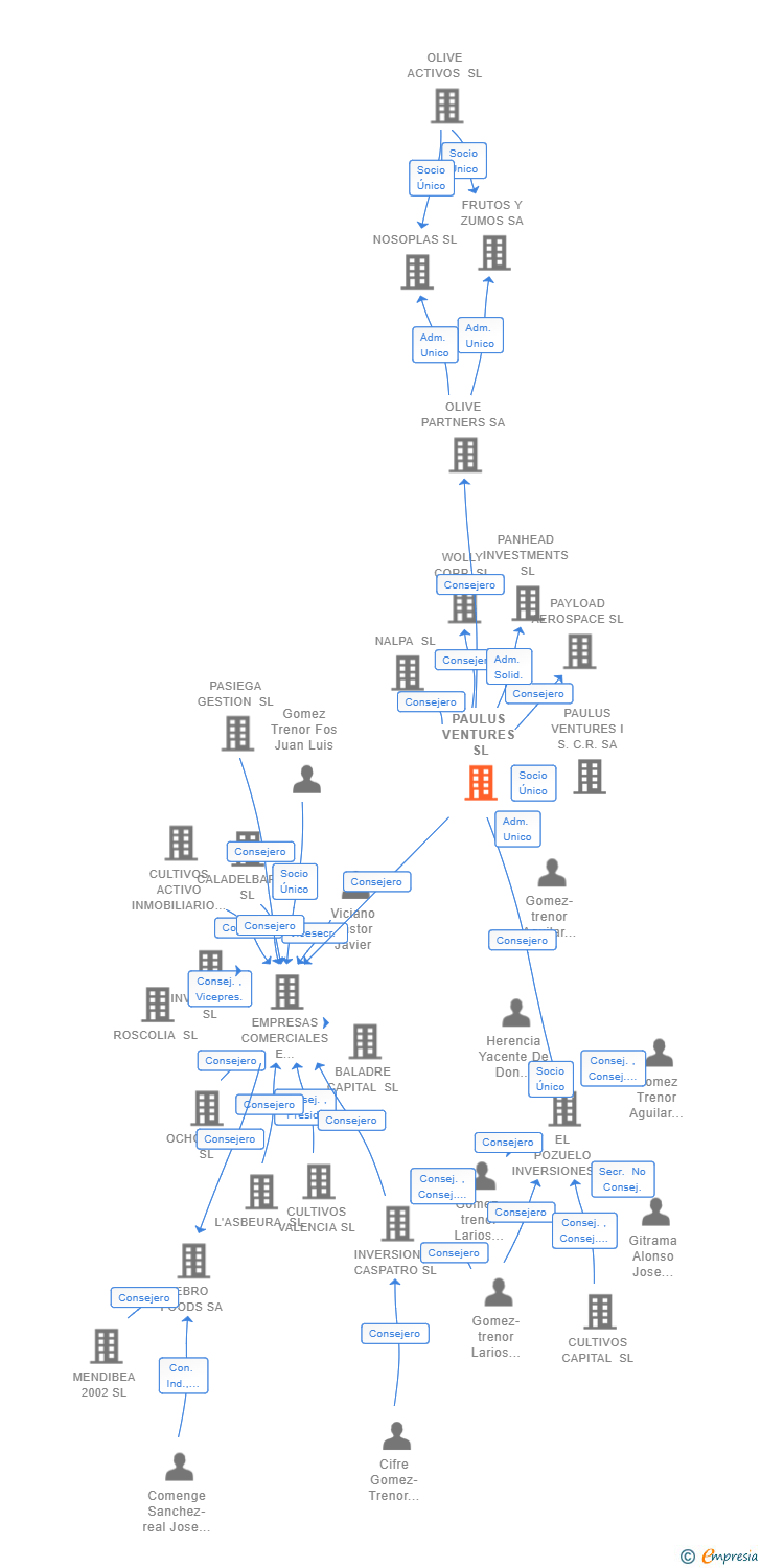 Vinculaciones societarias de PAULUS VENTURES SL