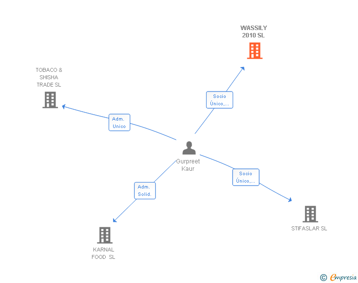 Vinculaciones societarias de WASSILY 2010 SL