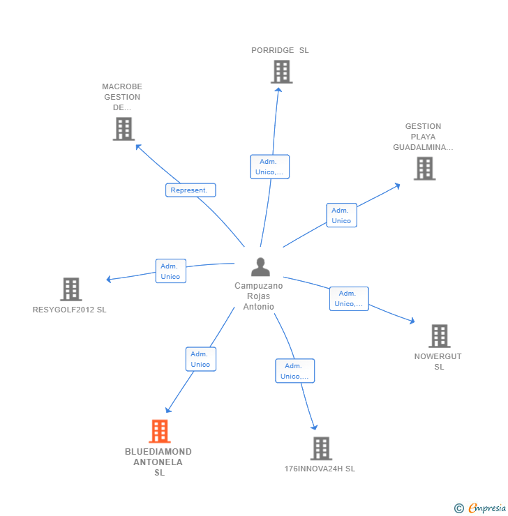 Vinculaciones societarias de BLUEDIAMOND ANTONELA SL
