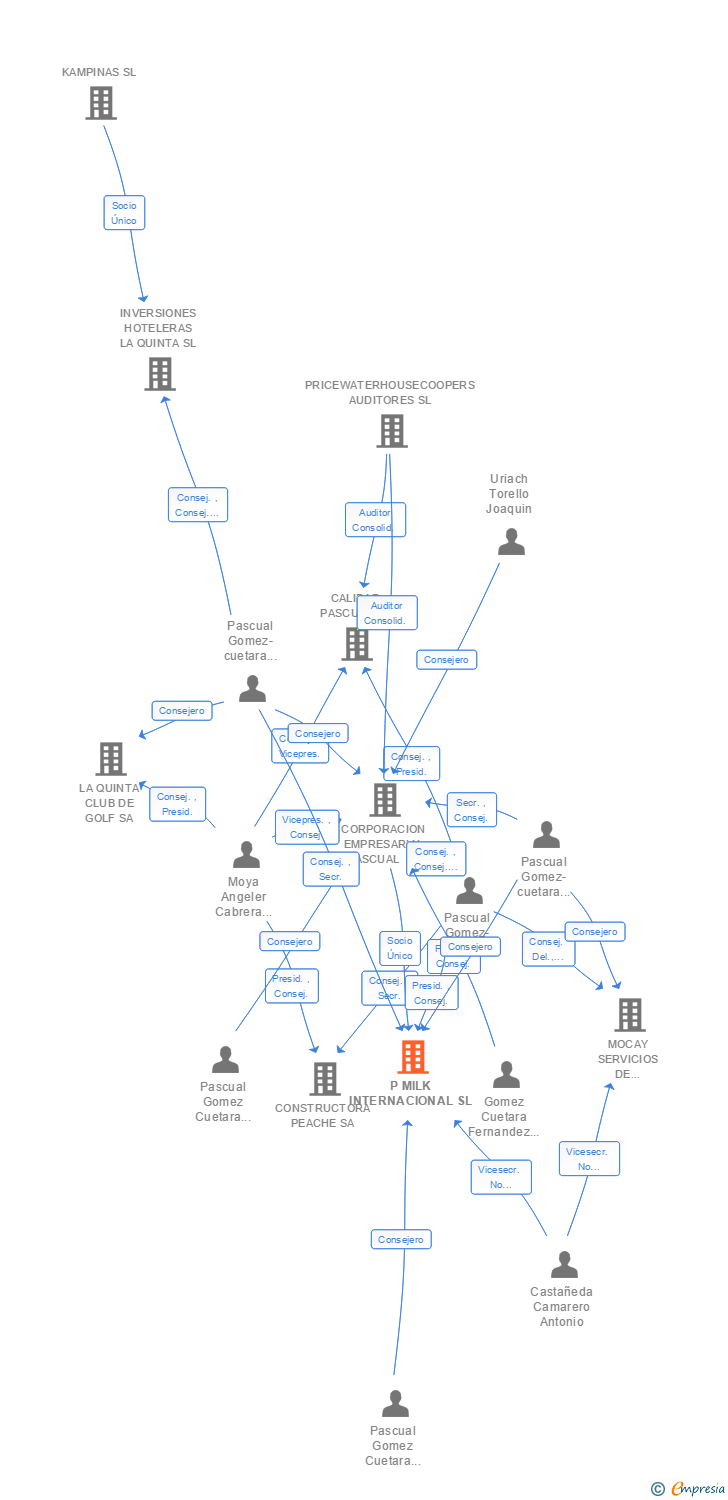Vinculaciones societarias de P MILK INTERNACIONAL SL