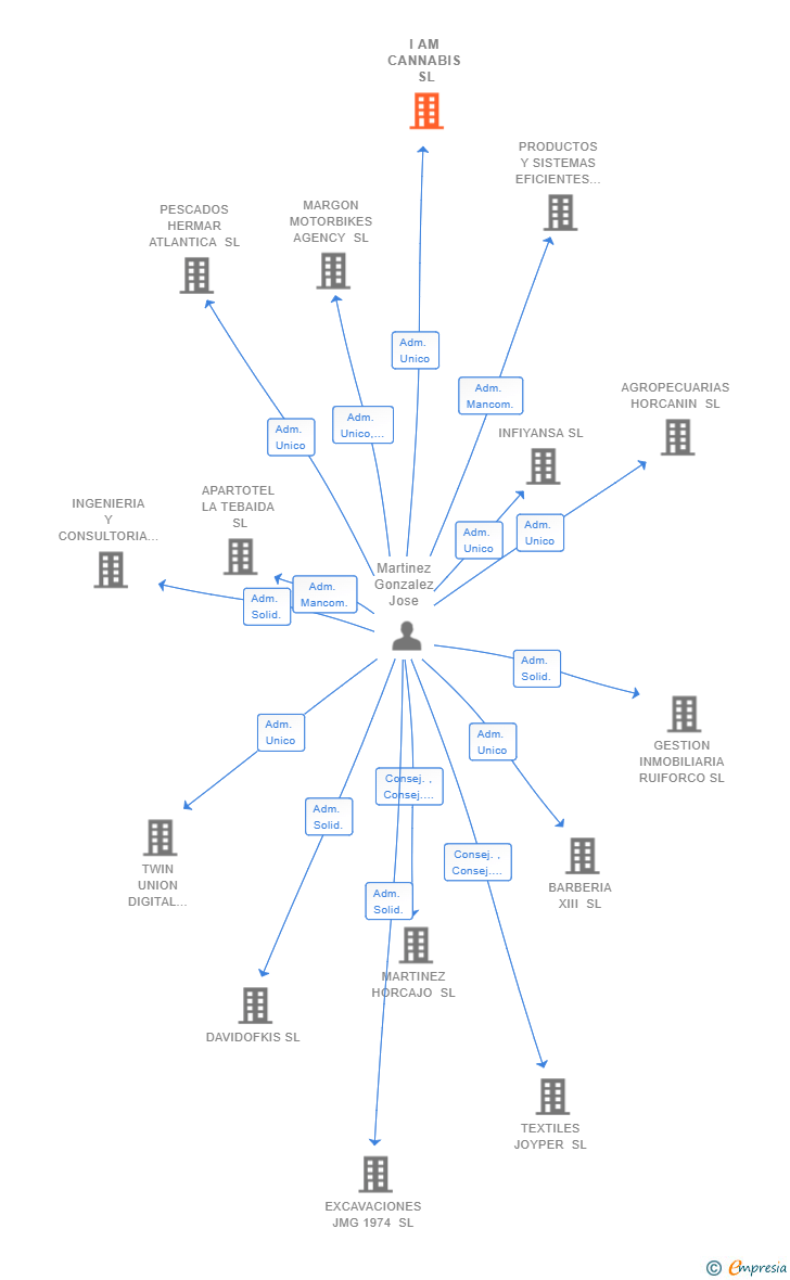 Vinculaciones societarias de I AM CANNABIS SL