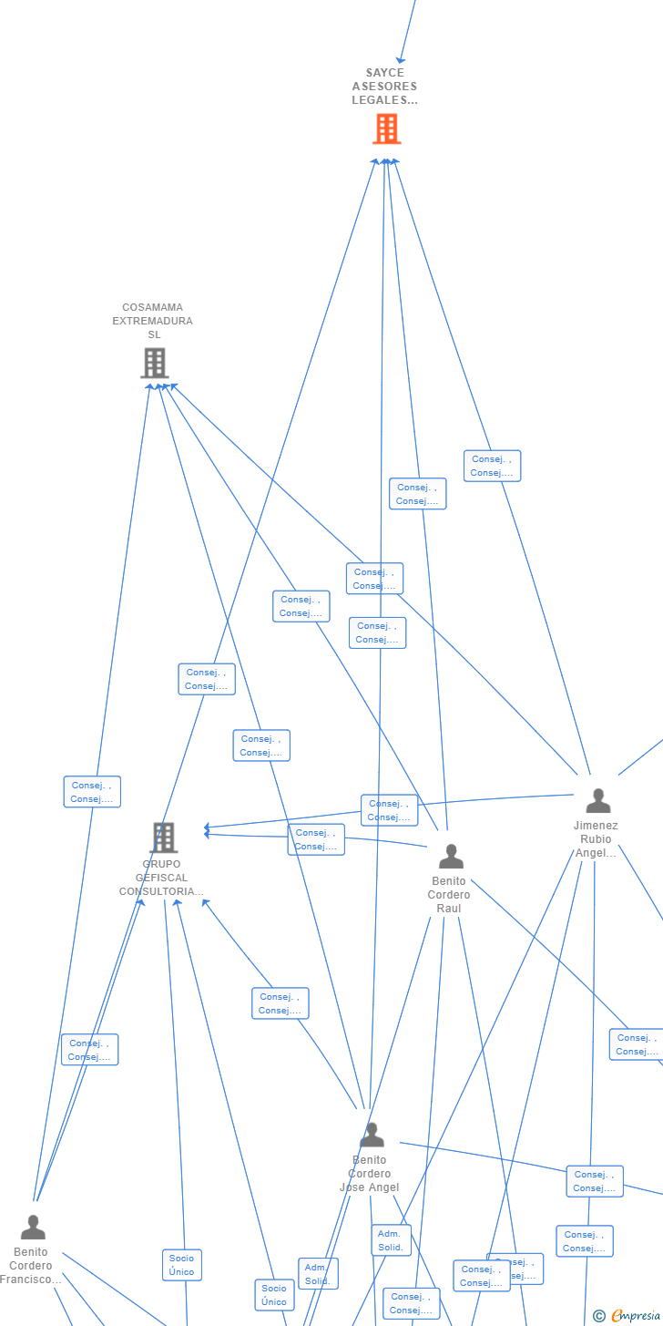 Vinculaciones societarias de SAYCE ASESORES LEGALES Y TRIBUTARIOS SL