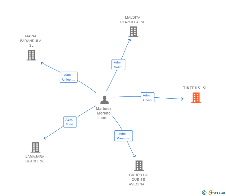 Vinculaciones societarias de TINZEUS SL