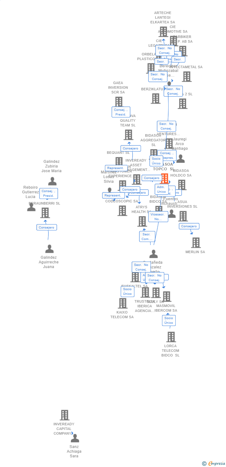 Vinculaciones societarias de BIDASOA TOPCO SL