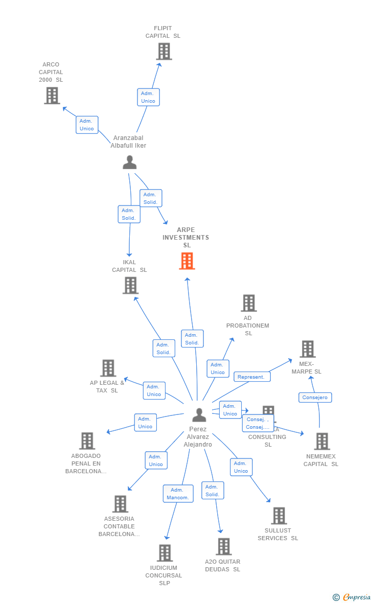 Vinculaciones societarias de ARPE INVESTMENTS SL
