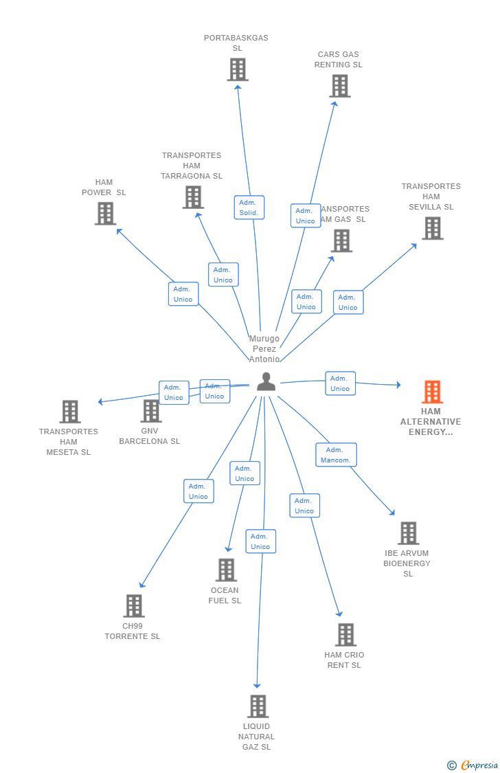 Vinculaciones societarias de HAM ALTERNATIVE ENERGY STATIONS SL
