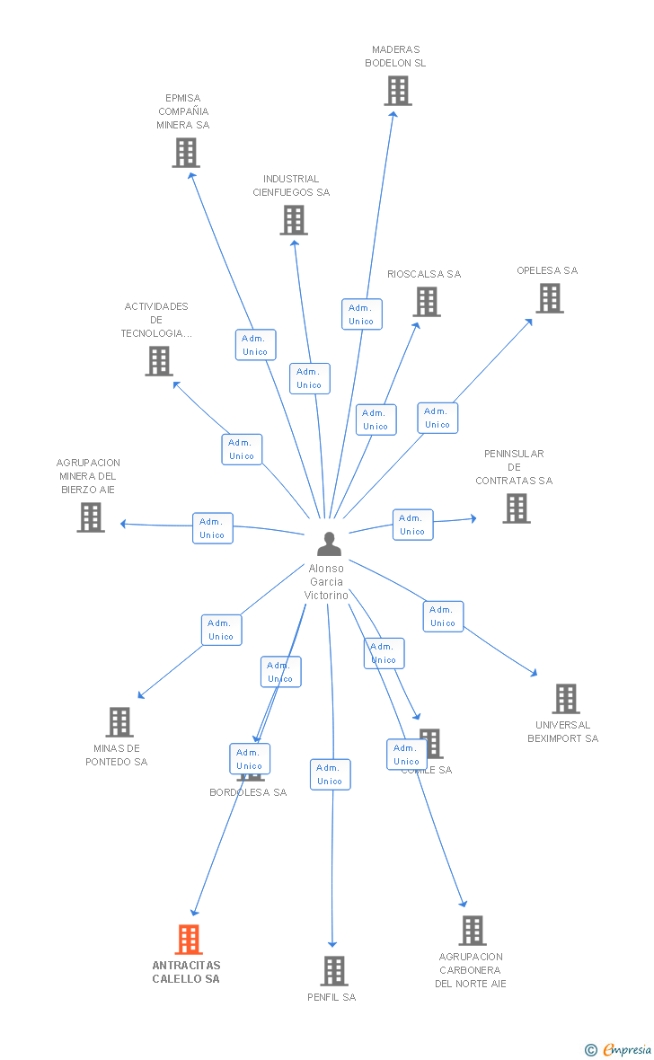 Vinculaciones societarias de ANTRACITAS CALELLO SA