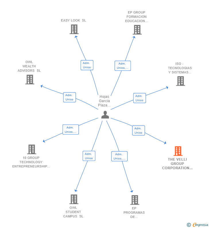 Vinculaciones societarias de THE VELLI GROUP CORPORATION SL