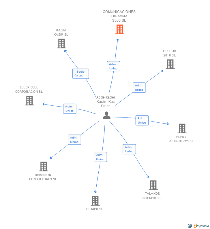 Vinculaciones societarias de COMUNICACIONES DIGAMMA 3000 SL