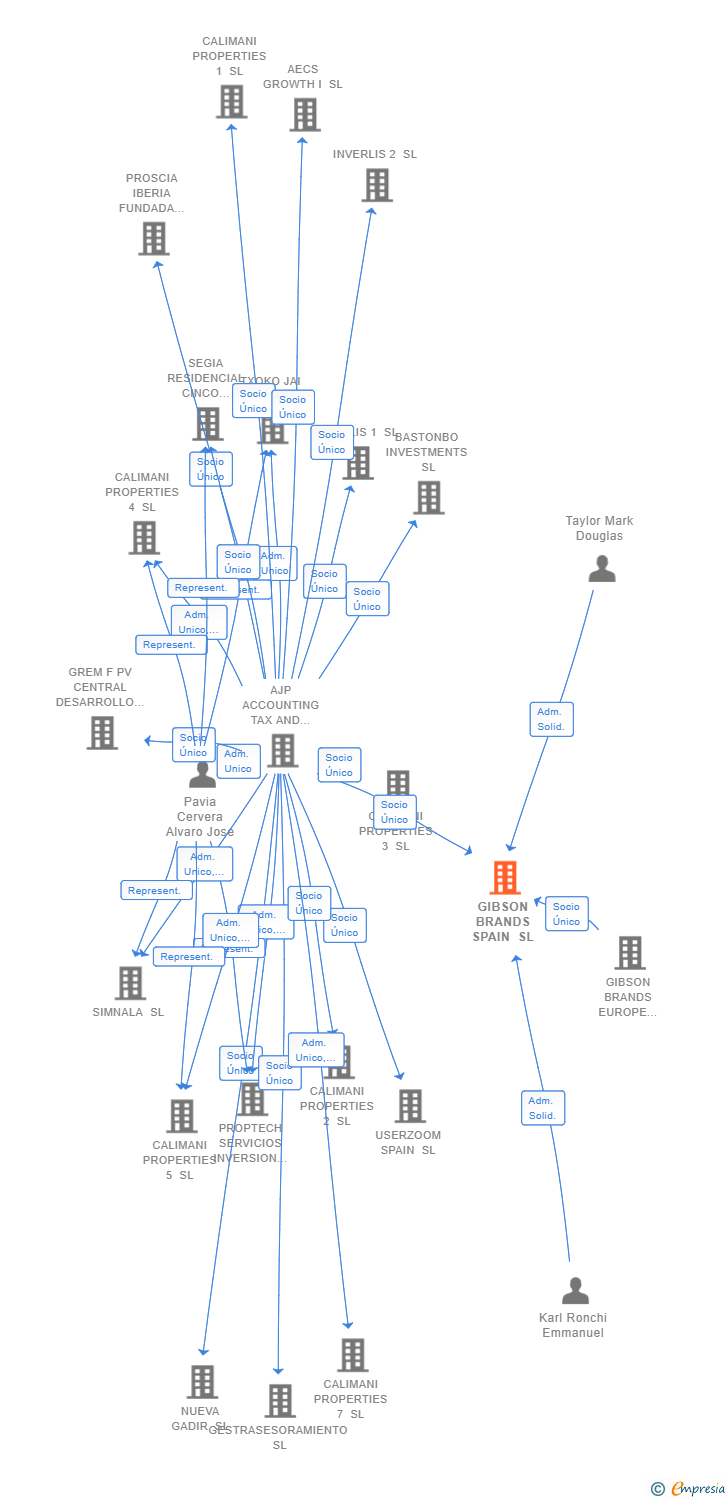 Vinculaciones societarias de GIBSON BRANDS SPAIN SL
