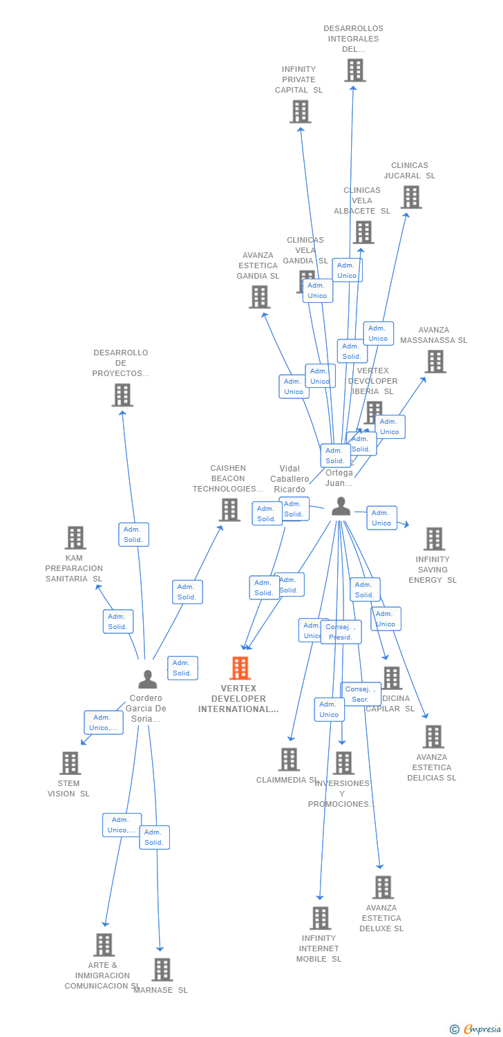 Vinculaciones societarias de VERTEX DEVELOPER INTERNATIONAL DIVISION SL