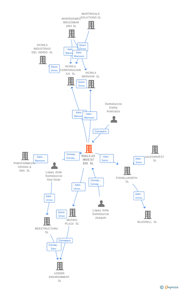 Vinculaciones societarias de RIALEJO INVEST XXI SL