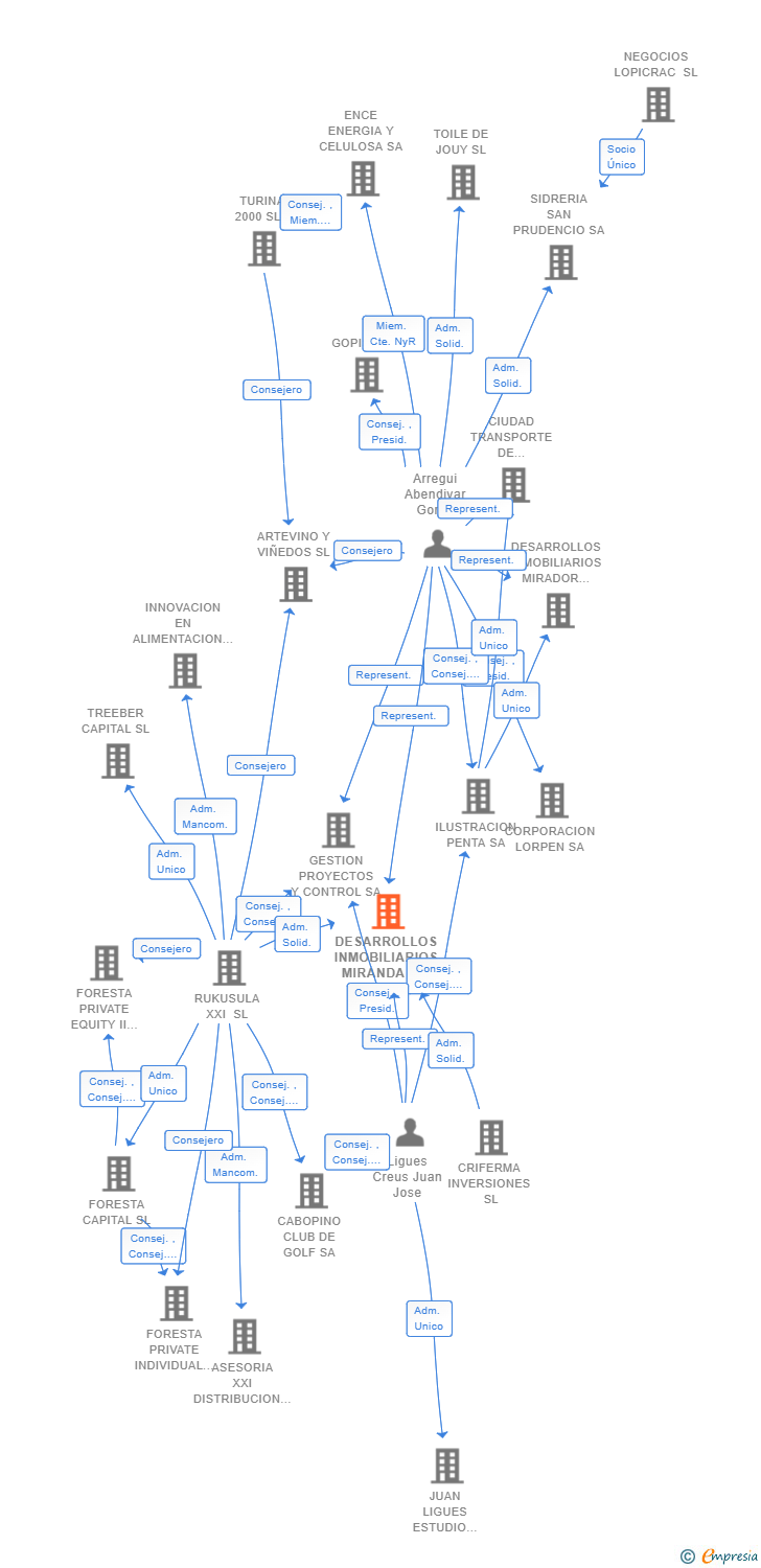 Vinculaciones societarias de DESARROLLOS INMOBILIARIOS MIRANDA SL