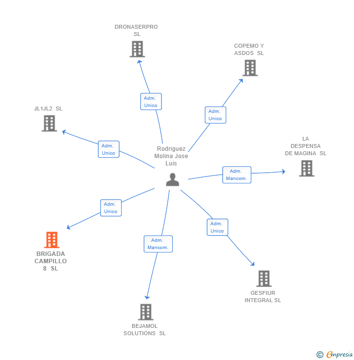 Vinculaciones societarias de BRIGADA CAMPILLO 8 SL