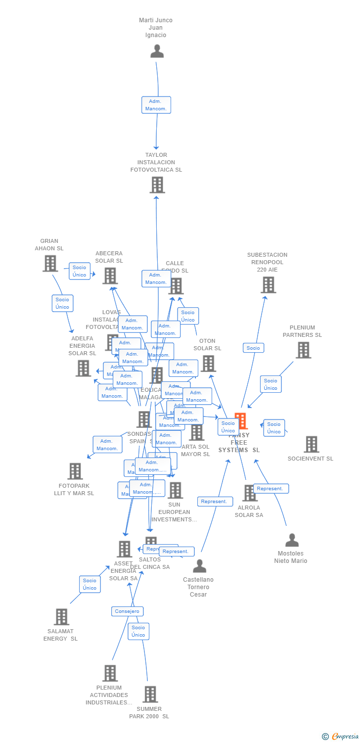 Vinculaciones societarias de PANSY FREE SYSTEMS SL