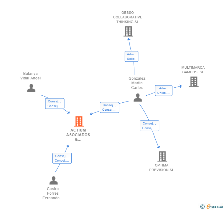 Vinculaciones societarias de ACTIUM ASOCIADOS & ASESORES SL