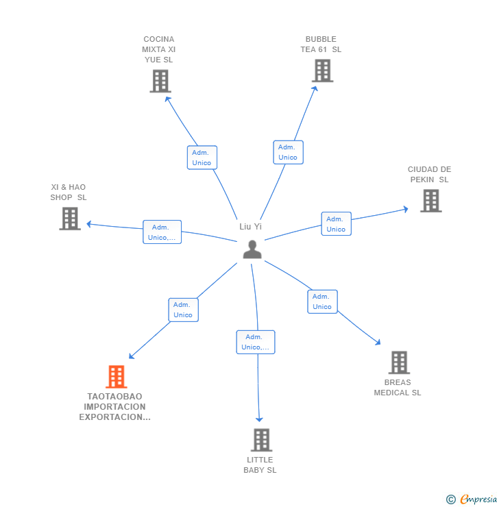 Vinculaciones societarias de TAOTAOBAO IMPORTACION EXPORTACION SL