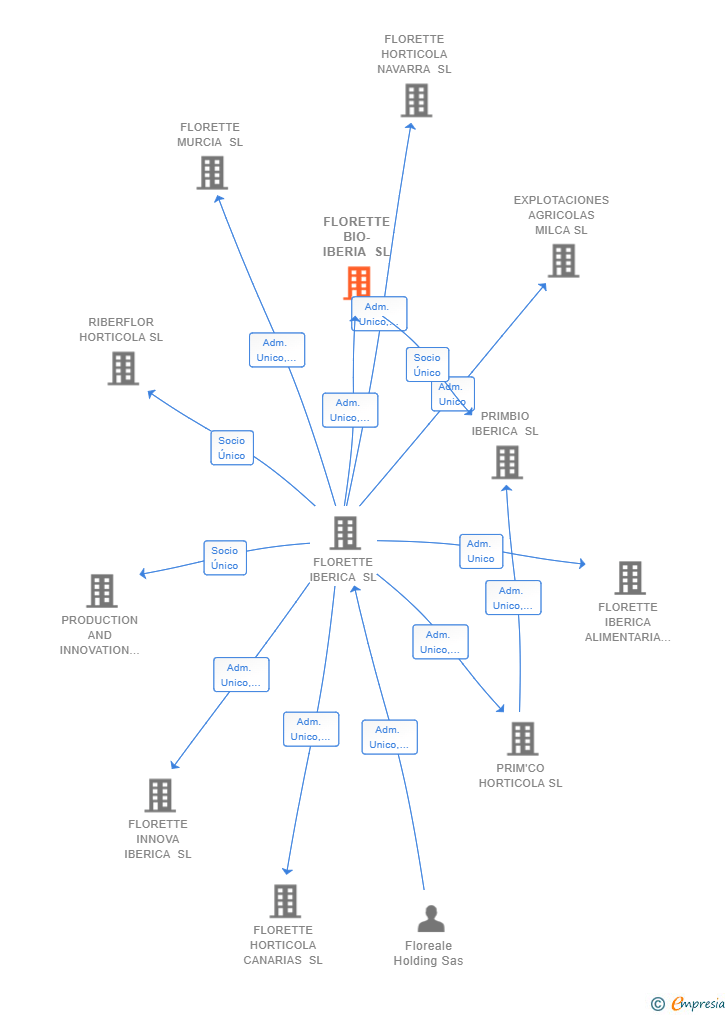 Vinculaciones societarias de FLORETTE BIO-IBERIA SL