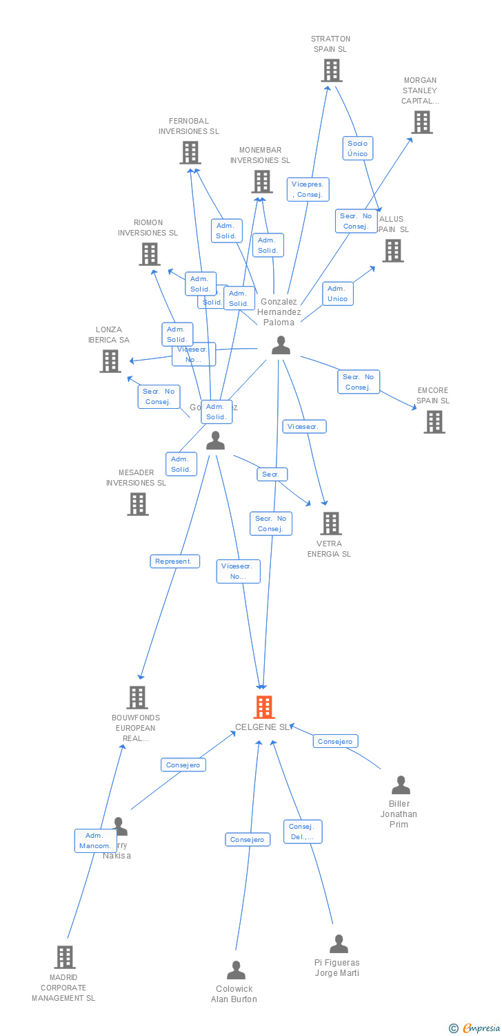 Vinculaciones societarias de CELGENE SL