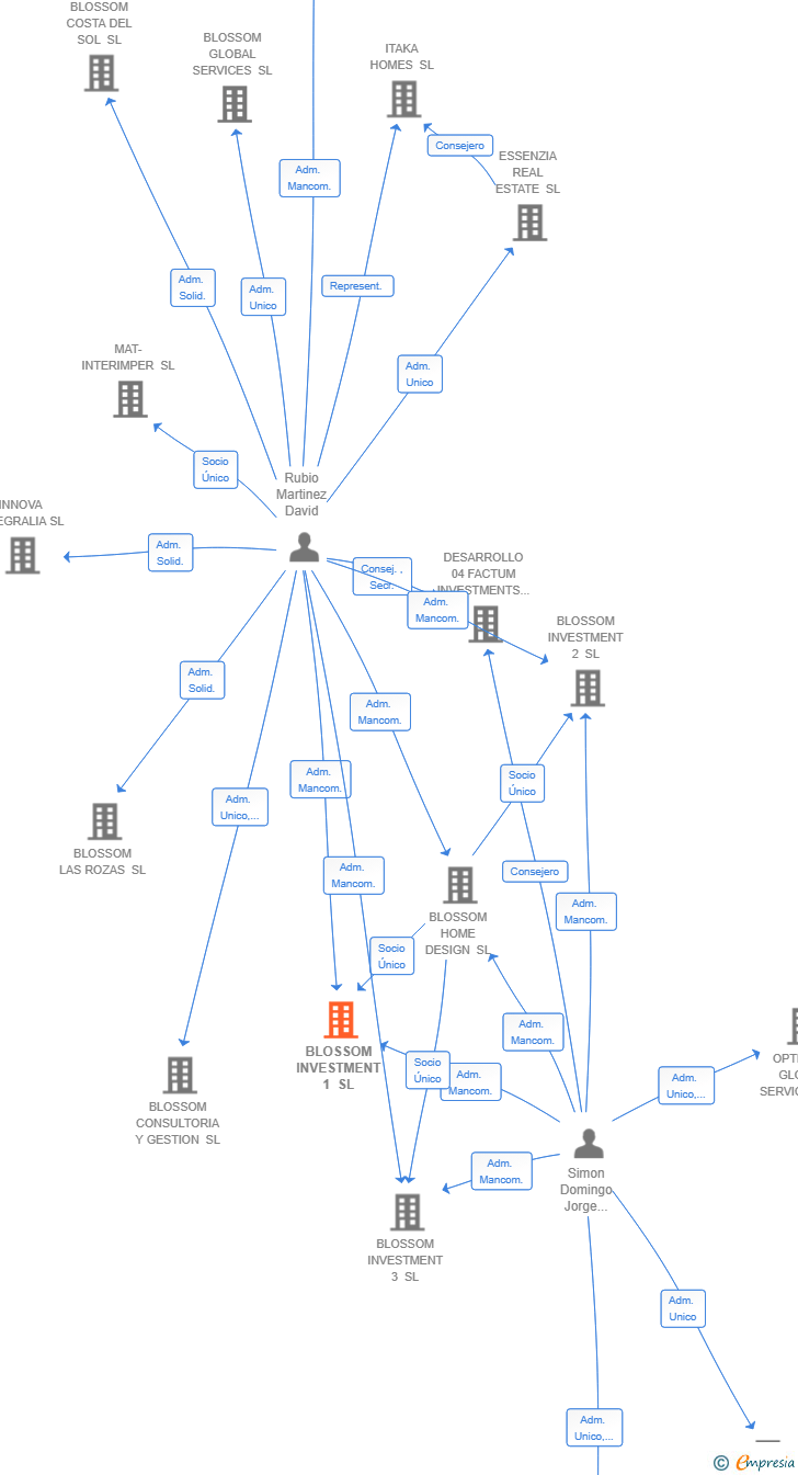 Vinculaciones societarias de BLOSSOM INVESTMENT 1 SL
