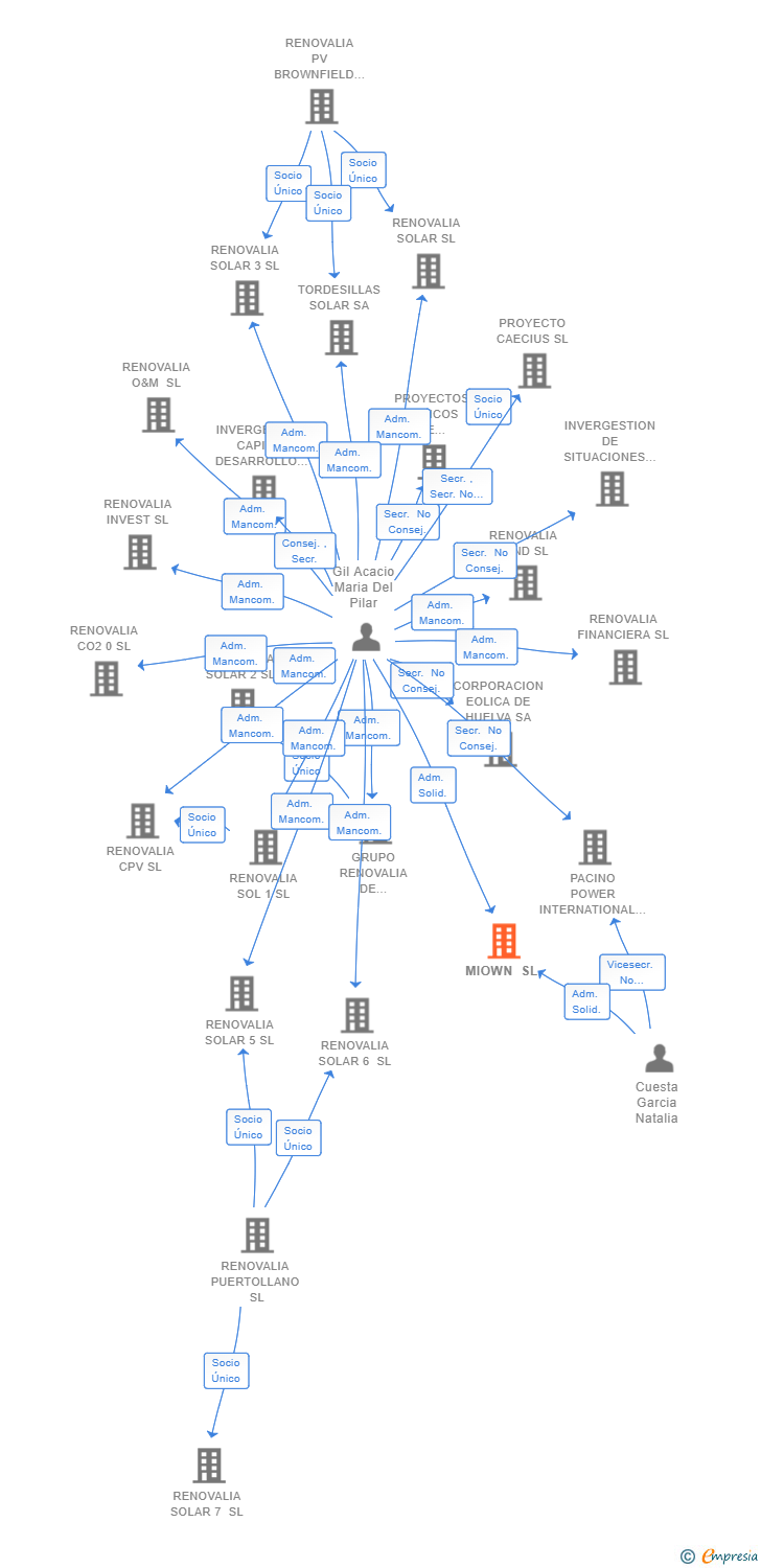 Vinculaciones societarias de MIOWN SL