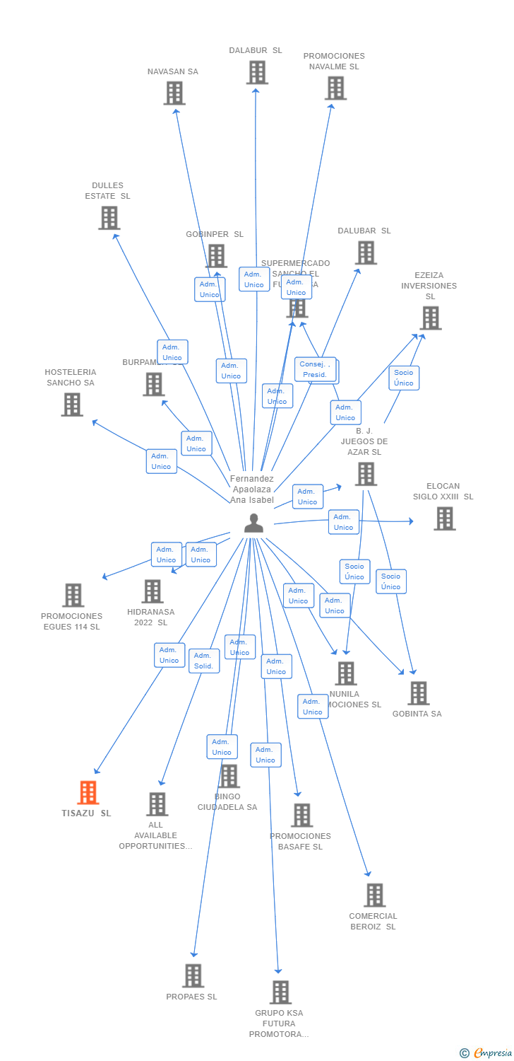 Vinculaciones societarias de TISAZU SL