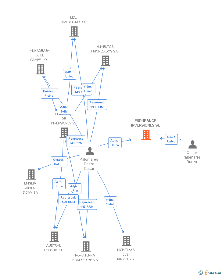 Vinculaciones societarias de ENDURANCE INVERSIONES SL (EXTINGUIDA)