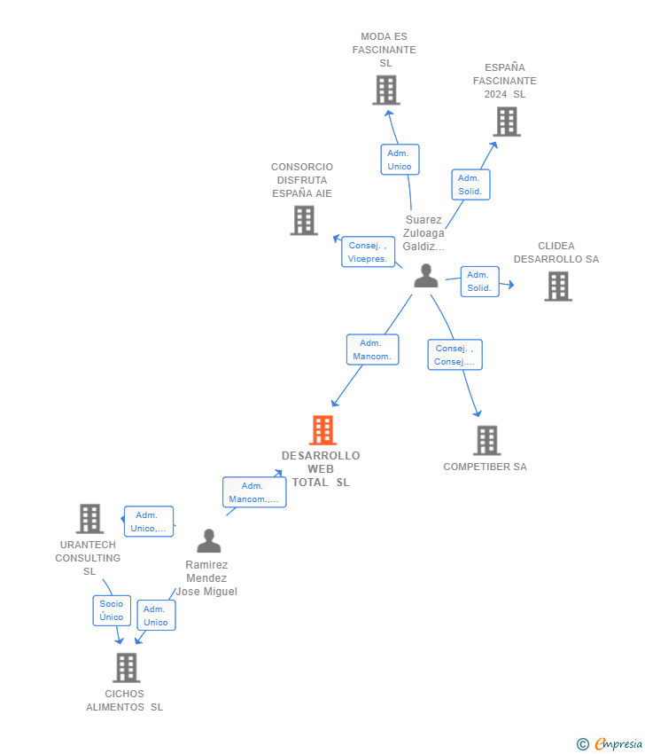 Vinculaciones societarias de DESARROLLO WEB TOTAL SL