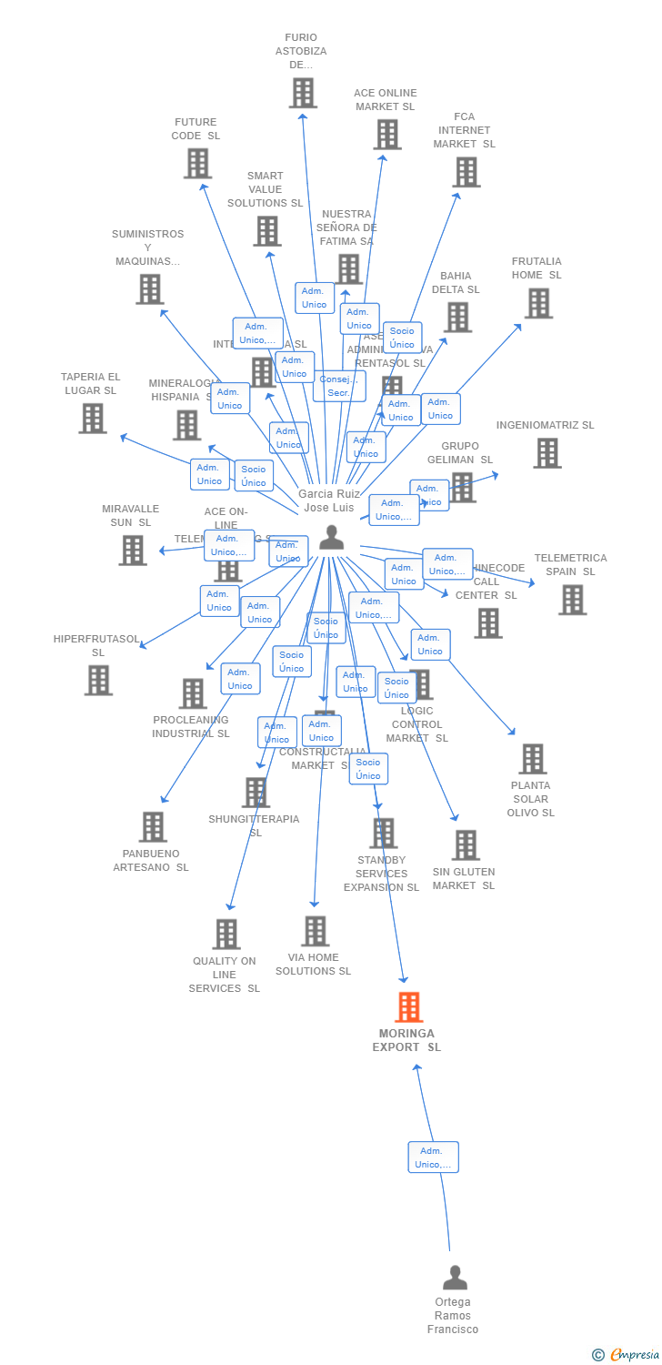 Vinculaciones societarias de MORINGA EXPORT SL