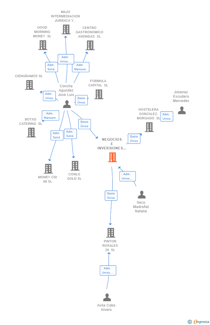 Vinculaciones societarias de NEGOCIOS E INVERSIONES CONCHA SL