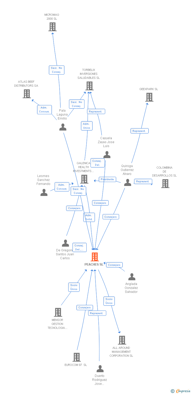 Vinculaciones societarias de PEACHES SL