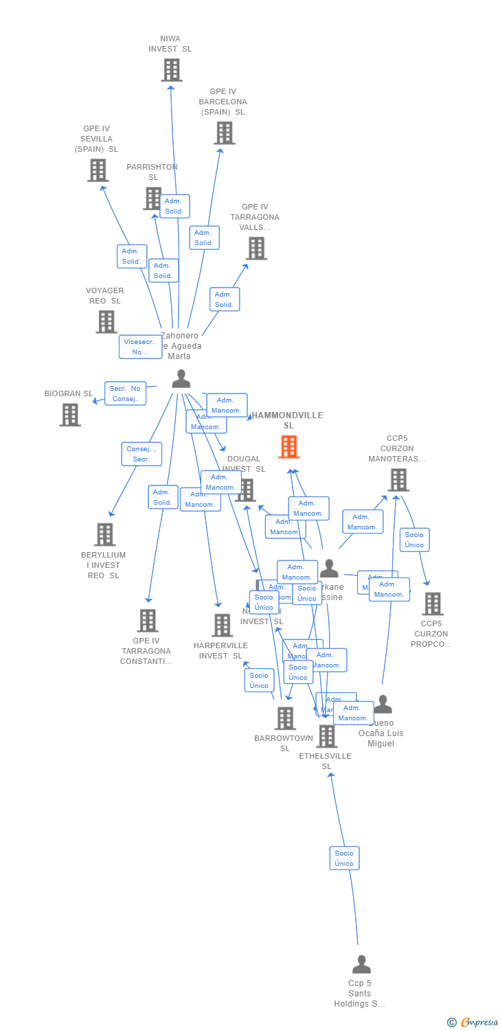 Vinculaciones societarias de HAMMONDVILLE SL