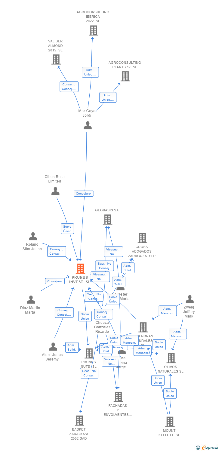 Vinculaciones societarias de PRUNUS INVEST SL