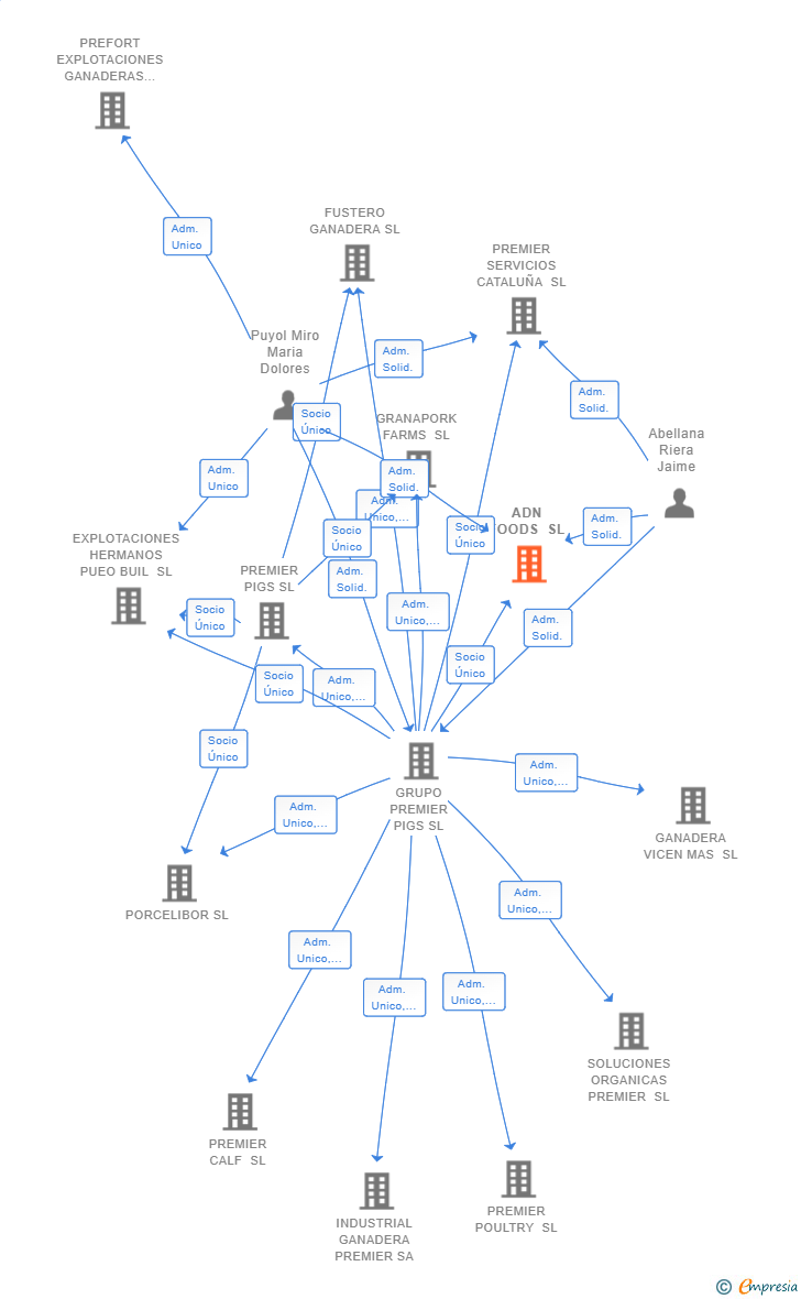 Vinculaciones societarias de ADN FOODS SL