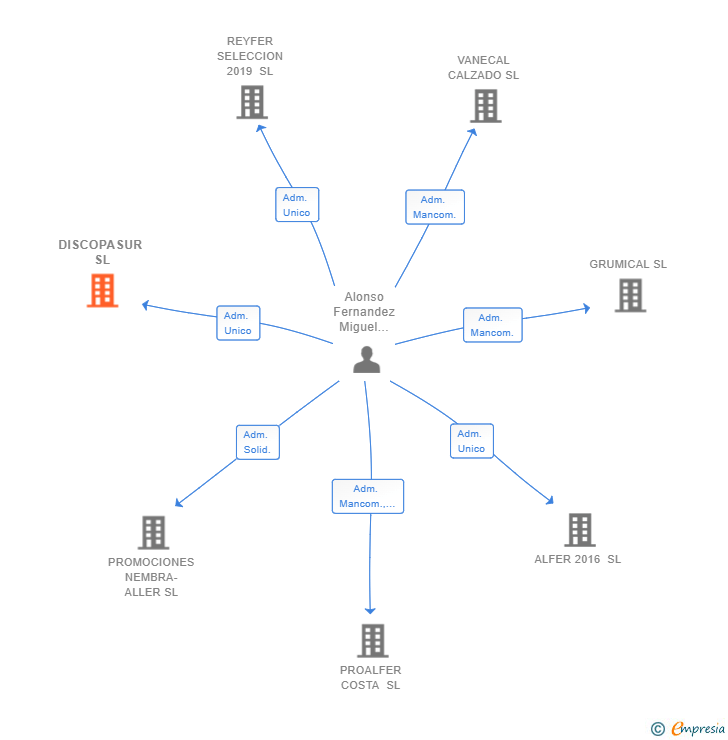 Vinculaciones societarias de DISCOPASUR SL