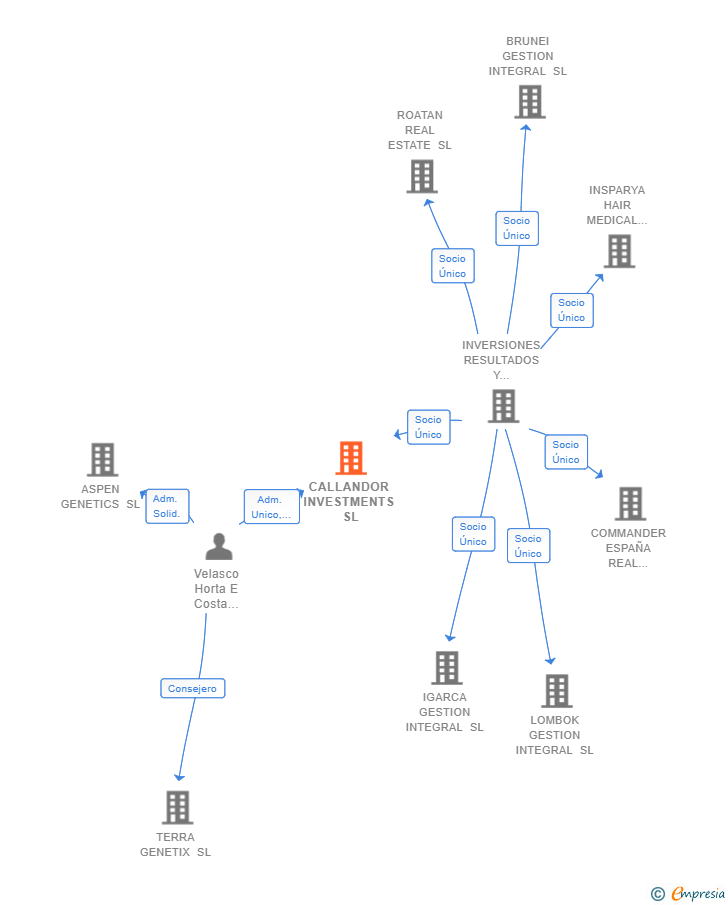 Vinculaciones societarias de CALLANDOR INVESTMENTS SL