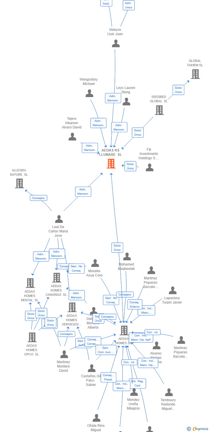 Vinculaciones societarias de AEDAS KS LLUNARE SL