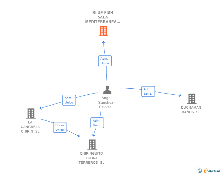 Vinculaciones societarias de BLUE FISH SALA MEDITERRANEA SL