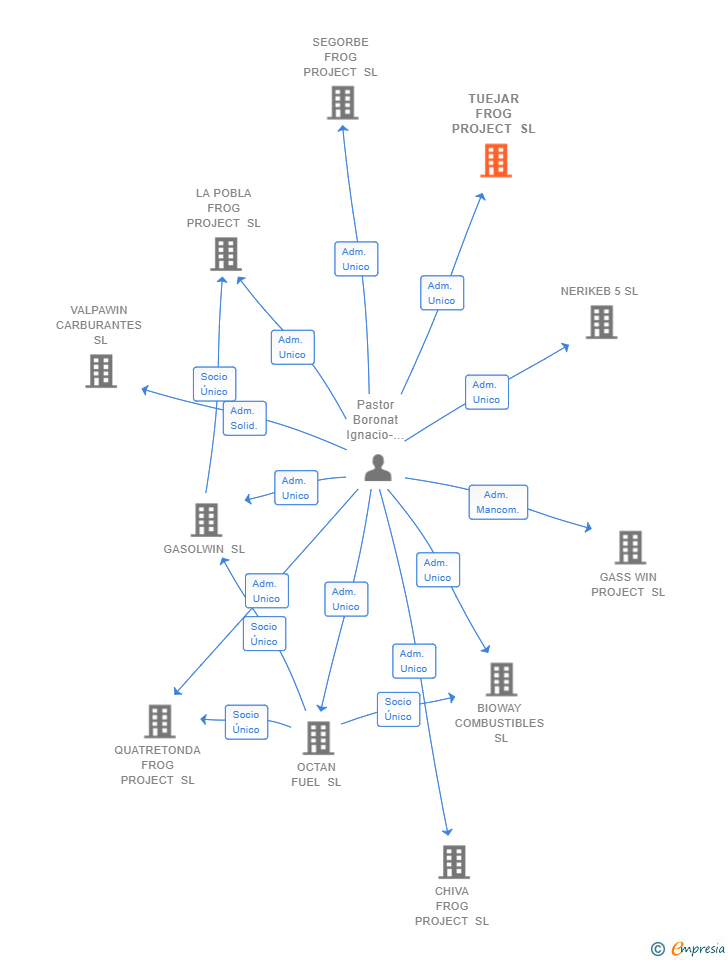 Vinculaciones societarias de TUEJAR FROG PROJECT SL
