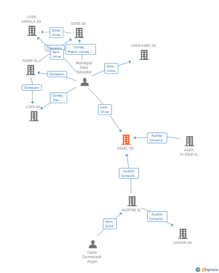 Vinculaciones societarias de VAXEL SA