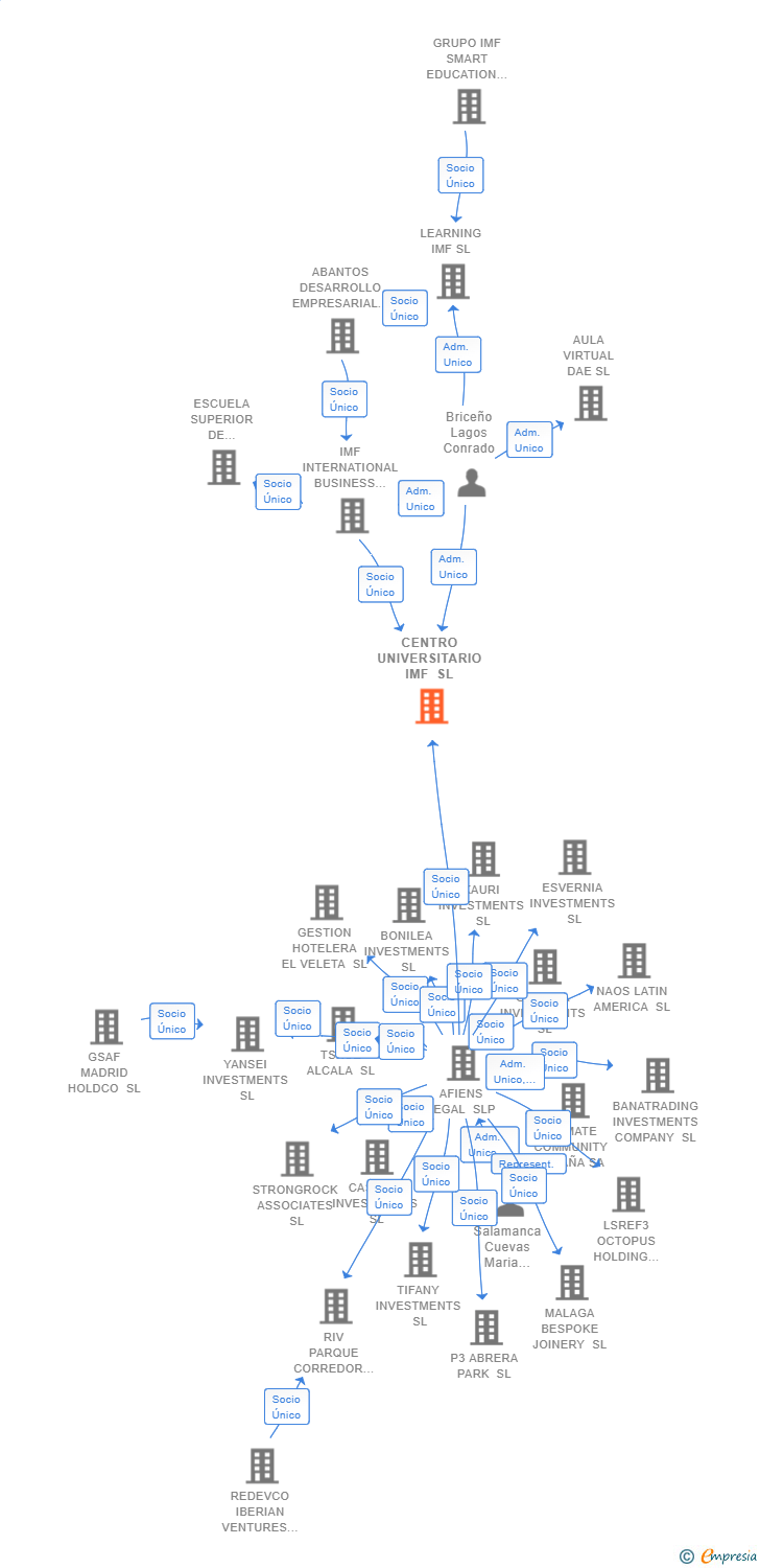 Vinculaciones societarias de CENTRO UNIVERSITARIO IMF SL