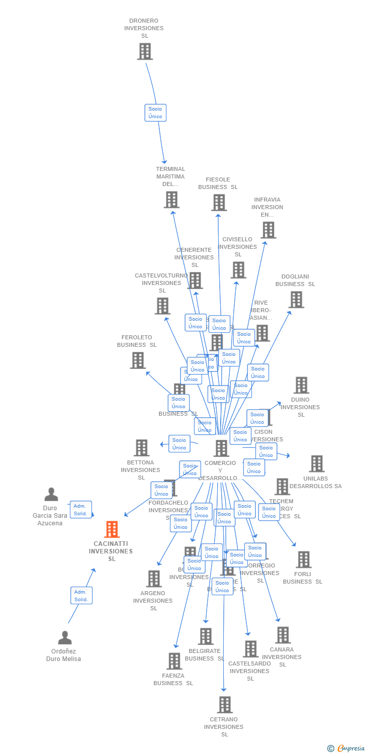 Vinculaciones societarias de CACINATTI INVERSIONES SL (EXTINGUIDA)