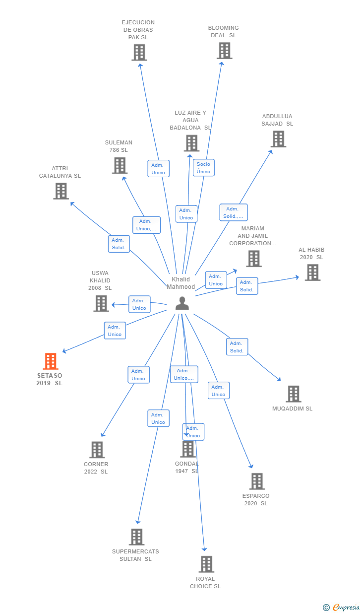 Vinculaciones societarias de SETASO 2019 SL