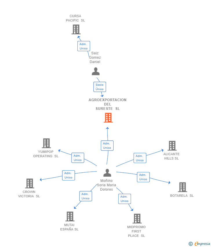 Vinculaciones societarias de AGROEXPORTACION DEL SURESTE SL