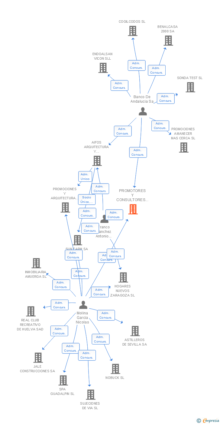 Vinculaciones societarias de PROMOTORES Y CONSULTORES ZIUR SL