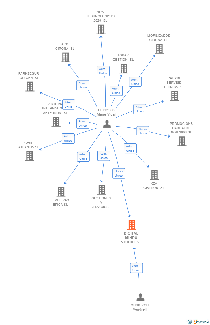 Vinculaciones societarias de DIGITAL MINDS STUDIO SL