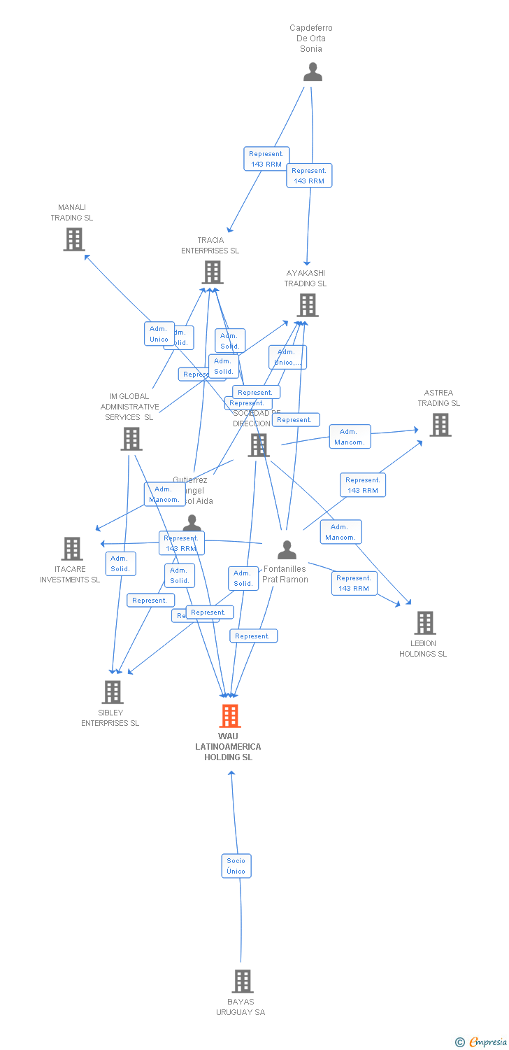 Vinculaciones societarias de WAU LATINOAMERICA HOLDING SL